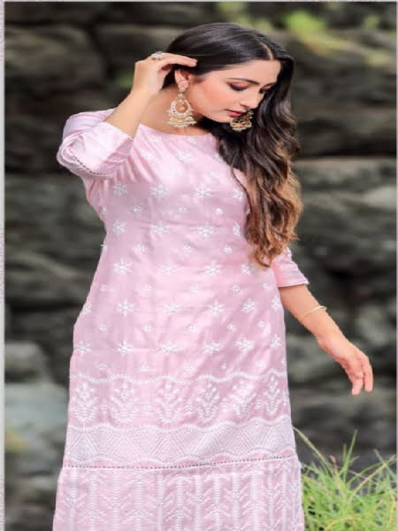 Jaipur Kurti Salwar Suits and Sets  Buy Jaipur Kurti Women Pink Self Weave  Straight Cotton Blend Kurta With Pant Set Of 2 Online  Nykaa Fashion