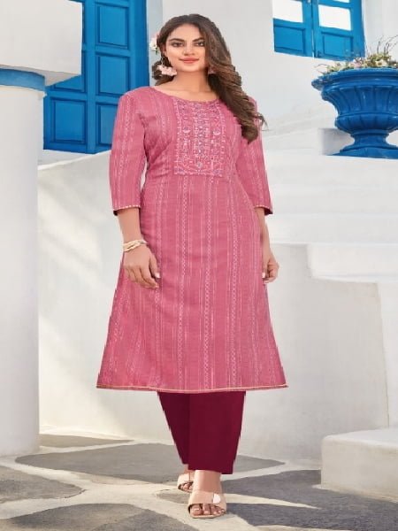 Buy Light Pink Khadi Kurti With Cigarette Pant Online - LKV0024 | Andaaz  Fashion