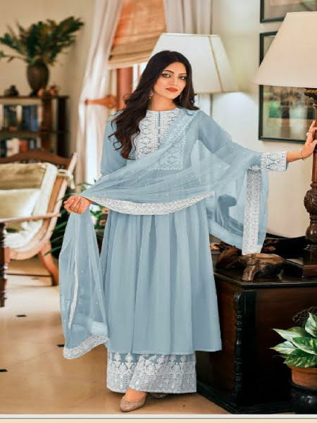 new plazo kurti design with dupatta