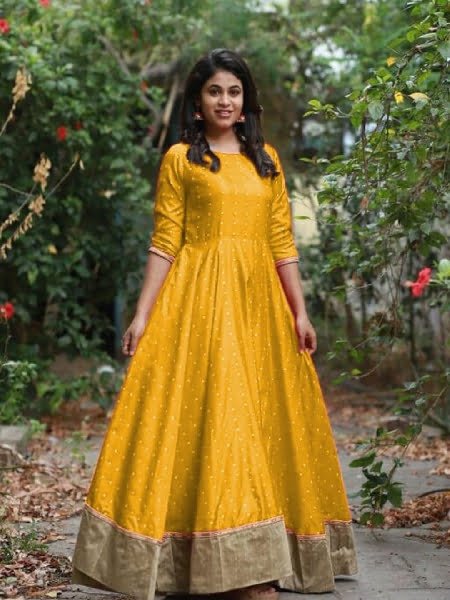 Buy ROYALVISHWA Yellow Colour Gown Indian Designer Wedding Gown Indian  Ready to Wear Indian Traditional Bridal Dress (M) at Amazon.in